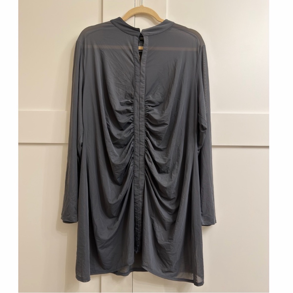 NWT Skims Swim Mesh Cover Ups Long Sleeve Ruched Dress in Gunmetal, size 4X